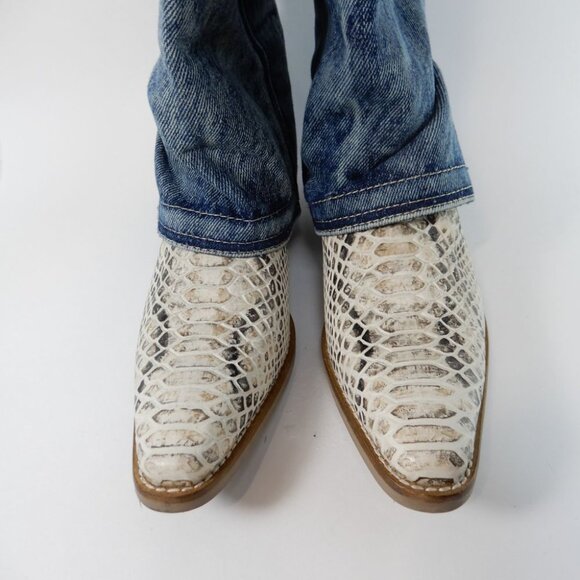 DINGO Shabby Western Tall Boots Size 10 Denim Blue Lizard Leather NEW - Picture 10 of 16